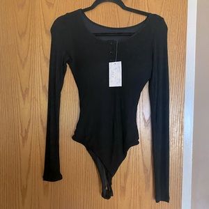 Klassy Network Black Long Sleeve Button Up Bodysuit